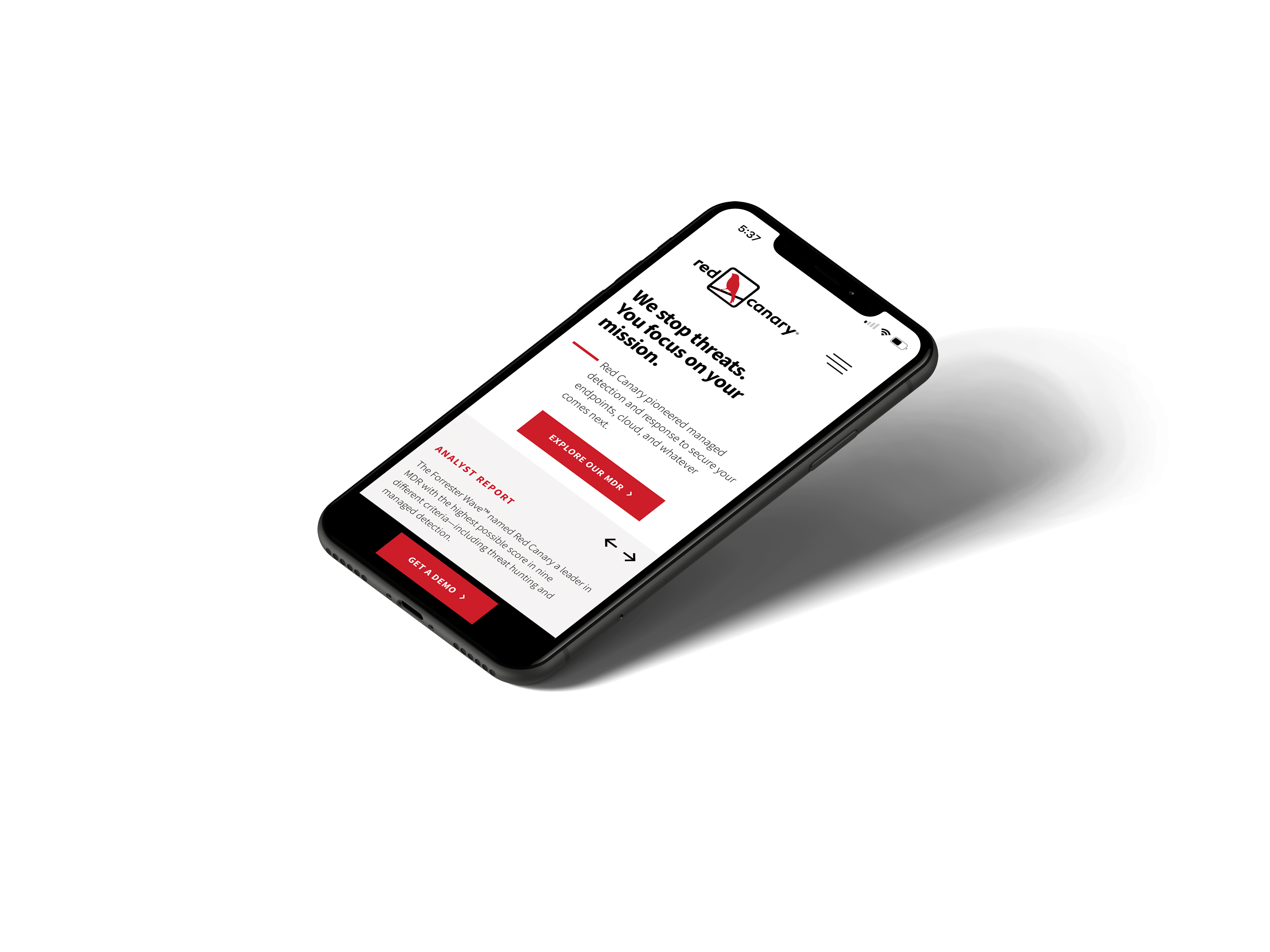 Red Canary mobile site redesign shown on iPhone